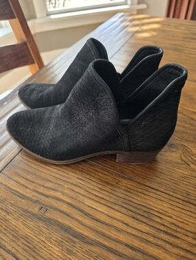 Lucky Brand Black Textured Suede Ankle Booties